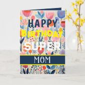 Carte Joyeux Anniversaire Fleurs Bleues (Fleur jaune)