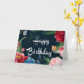 Carte Joyeux anniversaire, fleurs colorées, (Fleur jaune)