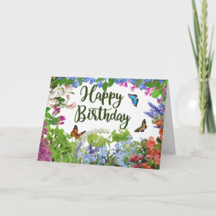 Carte Joyeux Anniversaire Fleurs Colorées Jardin Floral
