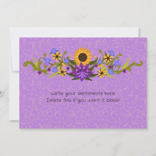 Carte Joyeux Anniversaire Fleurs d'Art Moderne Folk (Dos)