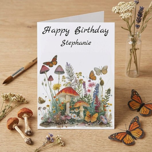 Carte Joyeux Anniversaire Fleurs de Champignon Conte de