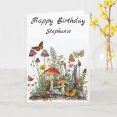 Carte Joyeux Anniversaire Fleurs de Champignons Fairytal (Fleur jaune)