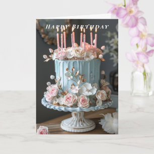 Carte Joyeux Anniversaire Fleurs de Printemps Bougies Gâ