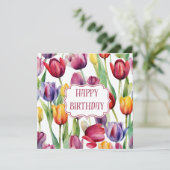 Carte Joyeux Anniversaire Fleurs de tulipes (Debout devant)