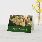 Carte Joyeux anniversaire, fleurs d'orchidée jaune (Fleur jaune)