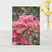 Carte Joyeux anniversaire fleurs d'orchidée rose (Fleur jaune)