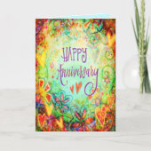 Carte Joyeux Anniversaire Fleurs Fantaisistes (Devant)
