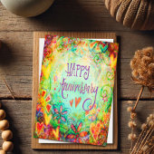 Carte Joyeux Anniversaire Fleurs Fantaisistes Jolies 