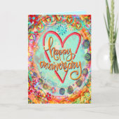 Carte Joyeux Anniversaire Fleurs Fantaisistes Mignonnes (Devant)