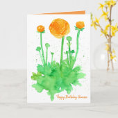 Carte Joyeux Anniversaire Fleurs Orange Personnalisé Sur (Fleur jaune)