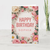 Carte Joyeux Anniversaire Fleurs Roses (Devant)