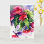 Carte joyeux anniversaire, fleurs rouges (Fleur jaune)