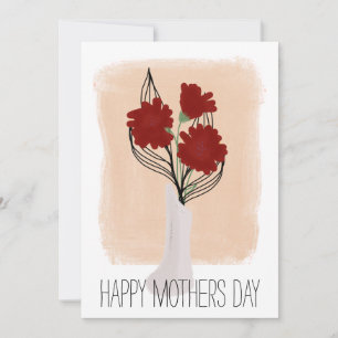 Carte Joyeux Anniversaire Fleurs Rouges Coup de Pinceau