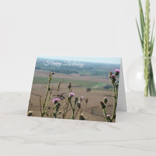 Carte Joyeux Anniversaire Fleurs violettes Pittoresque C (Devant)