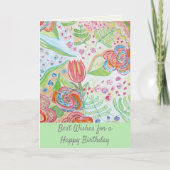 Carte Joyeux anniversaire Fleurs Whimsical (Devant)