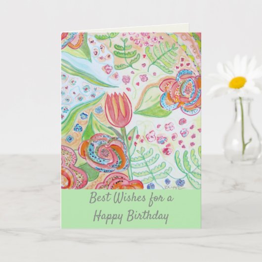 Carte Joyeux anniversaire Fleurs Whimsical (Petite plante)