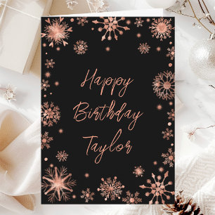Carte Joyeux Anniversaire Flocons de Rose Gold