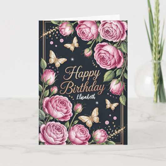 Carte Joyeux Anniversaire Floral (Devant)