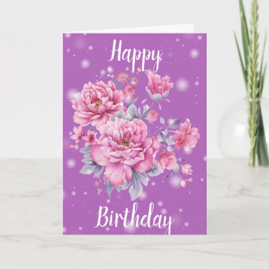 Carte Joyeux anniversaire Floral (Devant)