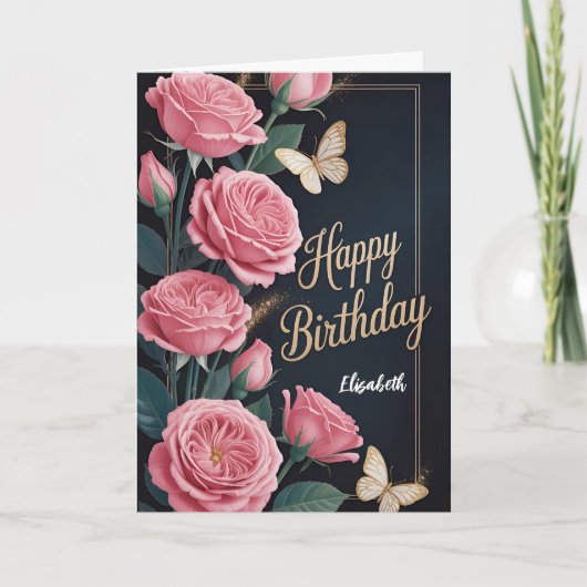 Carte Joyeux Anniversaire Floral (Devant)