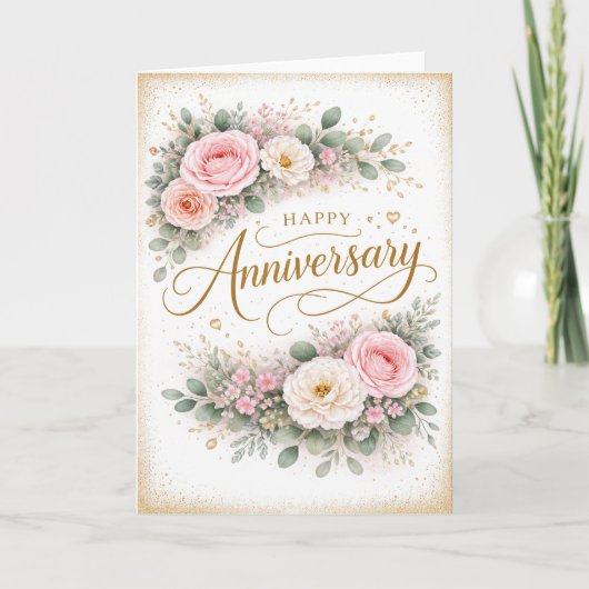 Carte Joyeux Anniversaire Floral (Devant)