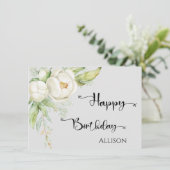 Carte Joyeux Anniversaire Floral Aquarelle Vert gris (Debout devant)