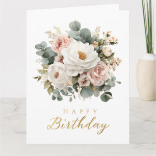 Carte "Joyeux Anniversaire" Floral Élégant