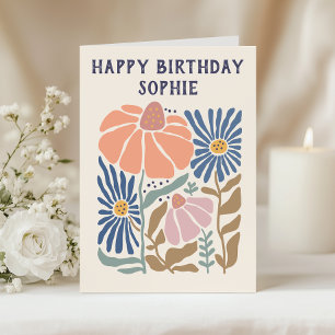 Carte Joyeux Anniversaire Floral Fantaisiste