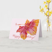 Carte Joyeux anniversaire | Floral hawaïen (Fleur jaune)