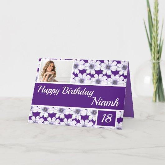 Carte Joyeux Anniversaire Floral Purple (Devant)