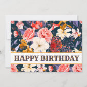 Carte Joyeux anniversaire floral sophistiqué (Devant)