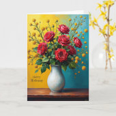 Carte Joyeux Anniversaire Florets (Fleur jaune)
