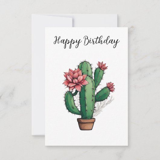 Carte Joyeux anniversaire Flower Cactus Plante (Devant)