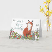 Carte Joyeux Anniversaire Forêt Fox Moderne Funny (Fleur jaune)