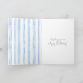 Carte Joyeux Anniversaire Fraise Rayures Blanches Bleues (Intérieur)