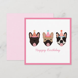 Carte Joyeux anniversaire français Bulldog Party Casquet
