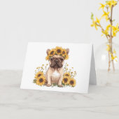 Carte Joyeux Anniversaire Français Bulldog Sunflower (Fleur jaune)