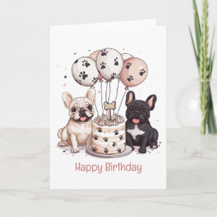 Carte Joyeux anniversaire français Bulldogs Casquettes d