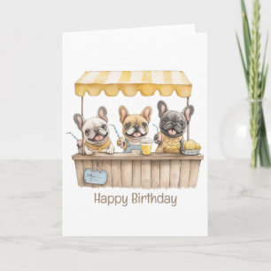 Carte Joyeux Anniversaire Français Bulldogs Lemonade Sta