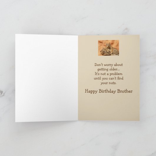 Carte Joyeux anniversaire Frère Funny Humour d'écureuil (Intérieur)