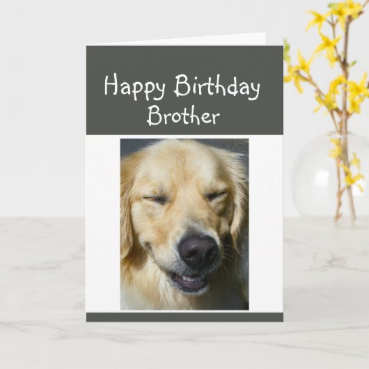 Carte Joyeux Anniversaire Frère plus vieux Fun Dog rire (Fleur jaune)