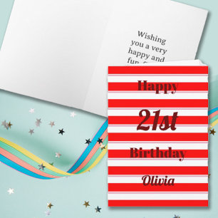 Carte Joyeux Anniversaire Fun Pop Bold Red Stripes Typo