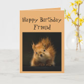 Carte Joyeux Anniversaire Funny AMI Animal d'écureuil ro (Fleur jaune)