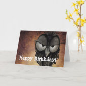 Carte Joyeux anniversaire Funny Grumpy Disgruntled Owl (Fleur jaune)
