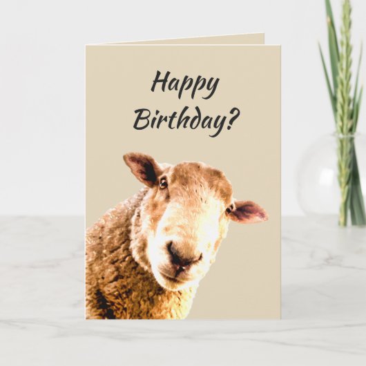 Carte Joyeux anniversaire Funny Sheep Humour animal (Devant)