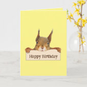 Carte Joyeux Anniversaire Funny Squirrel Texte Personnal (Fleur jaune)