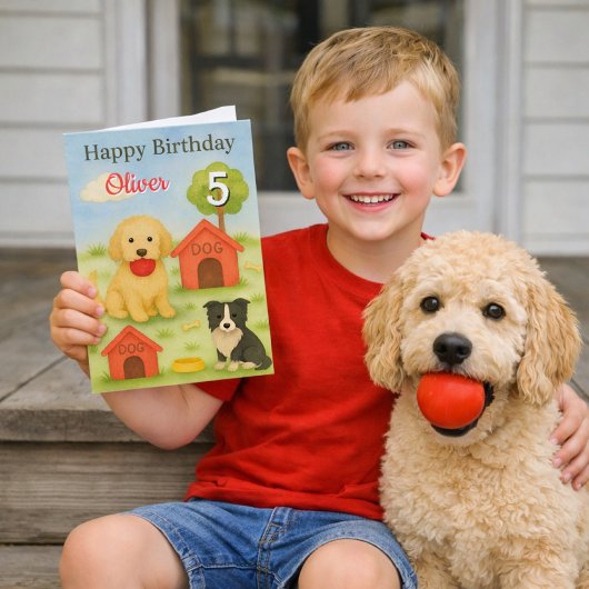 Carte Joyeux Anniversaire Garçon 5 Ans / Chiots Mignons 