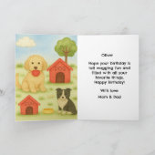 Carte Joyeux Anniversaire Garçon 5 Ans / Chiots Mignons  (Intérieur)