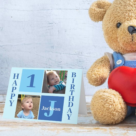 Carte Joyeux anniversaire Garçon mignon Personnalisé Blu