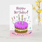 Carte Joyeux anniversaire ! Gâteau 2 ANS (Fleur jaune)